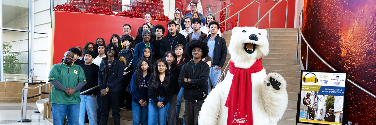 Students from Cross Keys High School visited the World of Coca-Cola where the winners of the "Real Thing Remix" competition were announced.